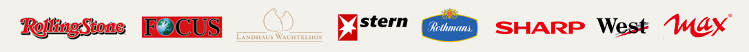 Trusted by Focus, Pall Mall, Rolling Stone, Sharp, West, Yamaha Music, Landhaus Wachtelhof and Hooste